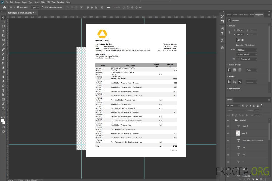 Déclaration de la Commerzbank allemande template